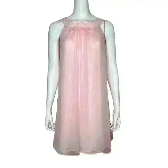 Vintange Pink Sheer Lace Robe Set Two Piece Size Small - Picture 3 of 14